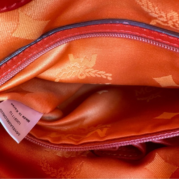 Authentic MCM Red-orange Soft Leather Crossbody Bag with trifold wallet - Picture 8 of 12